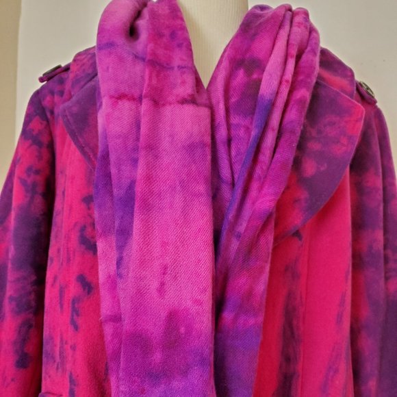 Winter cape Pea Coat Purple navy large XXL plus 12 14 16 18 pink black tie dyed - Picture 7 of 15